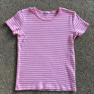 Brandy Melville Pink Striped Tee